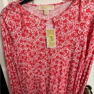 Michael Kors Pink and Red Patterned Top